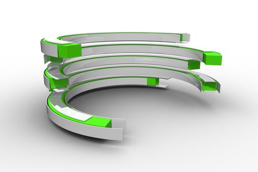 Green and white curved structure