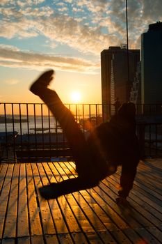 Man dancing on terrace