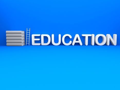 3d education text with ladder