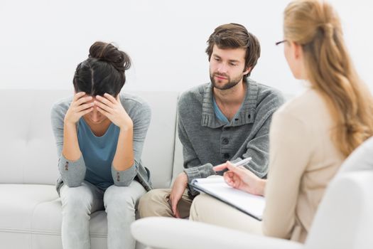 Couple in meeting with a relationship counselor