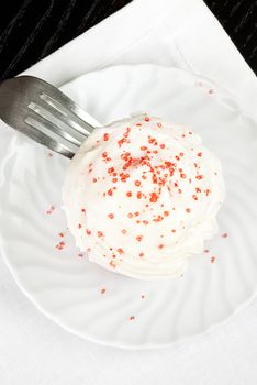 Red Velvet Cupcake With Fork from Above