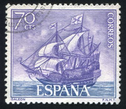 SPAIN - CIRCA 1964: stamp printed by Spain, shows Galleon, circa 1964