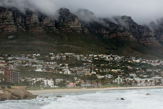  Foggy cloudy morning of the coastal area  of Cape Town.