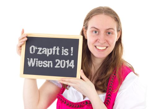 Pretty woman shows board : O zapft is ! Wiesn 2014