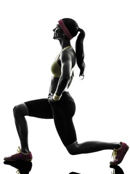 woman exercising fitness workout  lunges crouching silhouette