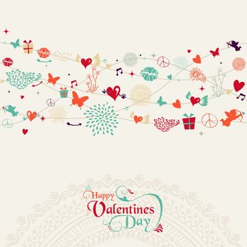 Vintage Valentine`s day postcard design