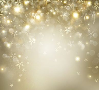 Golden Christmas Holiday Background With Blinking Stars