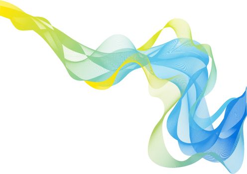 abstract green and blue smoke waves, vector background