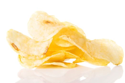 Yellow, tasty but unhealthy potatoe chips.