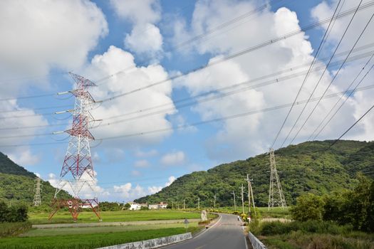 Power lines in countryside