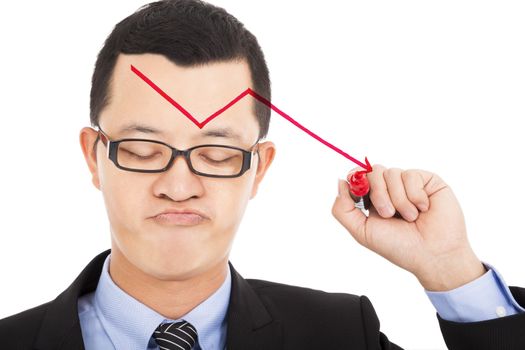 businessman draw red  arrow down and feel disappoint