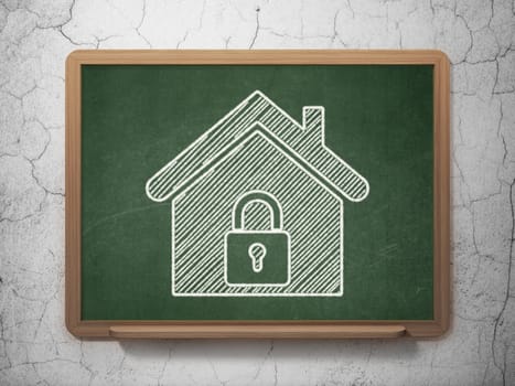 Privacy concept: Home on chalkboard background