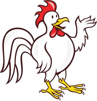 Rooster Cockerel Waving Hello Cartoon