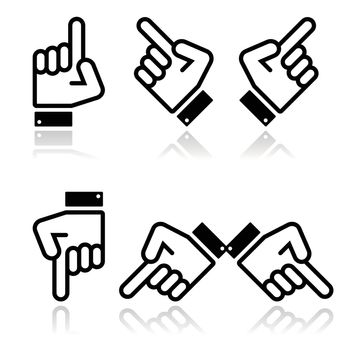 Pointing hand - up, down, across icon vector