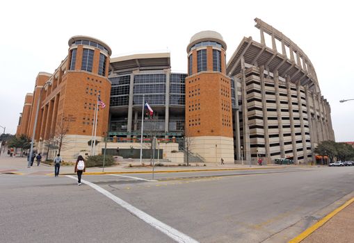 AUSTIN, TEXAS - FEBRUARY 3 2014: Entrance to the Darrell K Royal-Texas Memorial Stadium at the University of Texas, Austin. Its seating capacity of over 100,000 makes it the sixth largest in the USA.