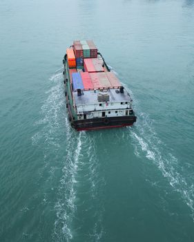 Aerial view of Cargo vessel