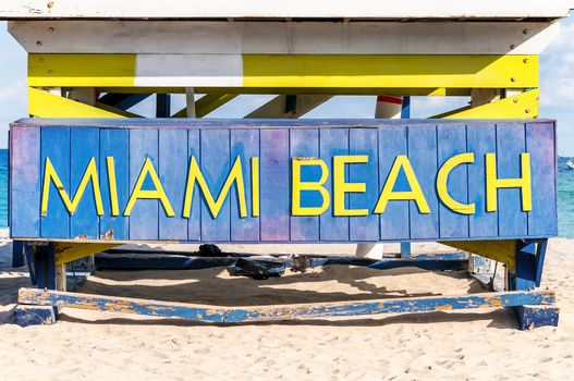 Famous sign on the beach in Miami