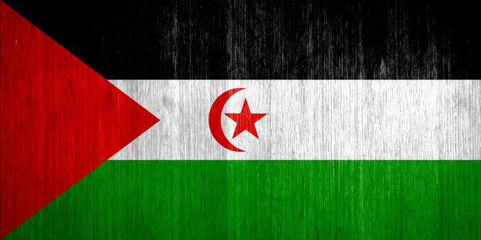 Western Sahara Flag on wood background