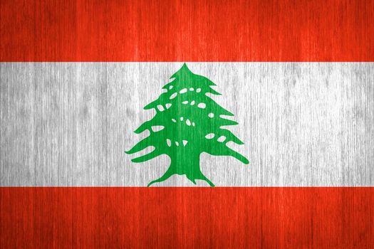 Lebanon Flag on wood background