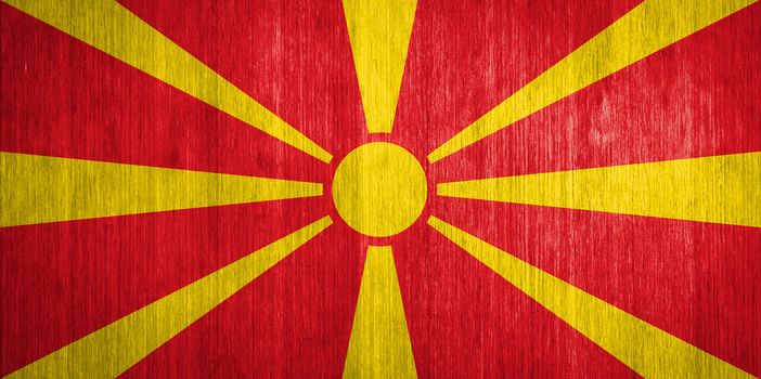 Macedonia Flag on wood background