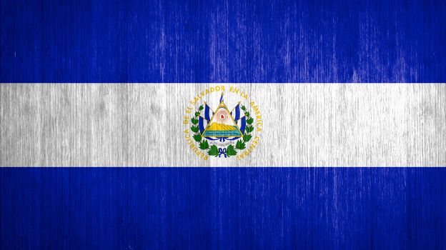 El Salvador Flag on wood background