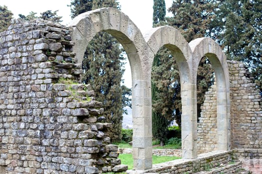 Old roman ruins in Fiesole in Italy
