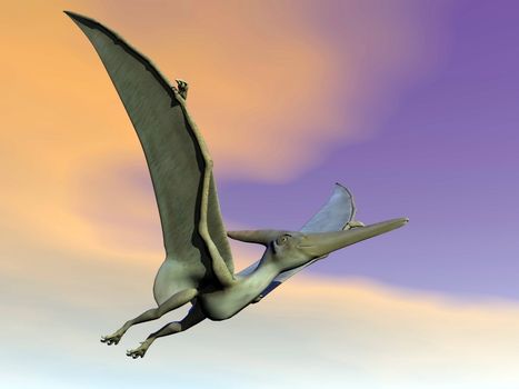 Pteranodon dinosaur flying - 3D render