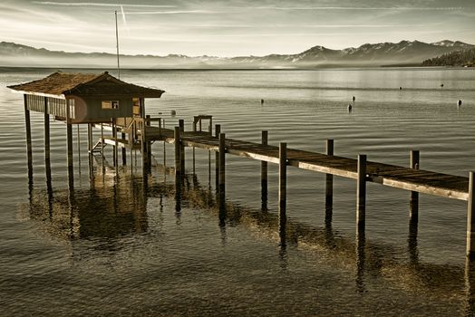 Stilt hut in a lake