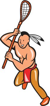 Native American Lacrosse Player Crosse Stick 