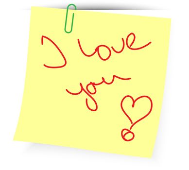 yellow paper with handwritten text I love you