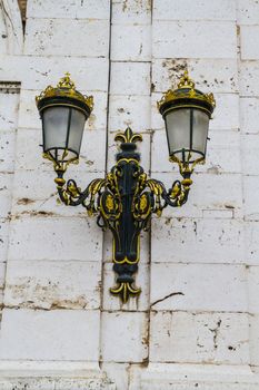 Golden lamps.Palace of Aranjuez, Madrid, Spain.World Heritage Si