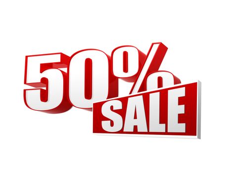 50 percentages sale in 3d letters and block
