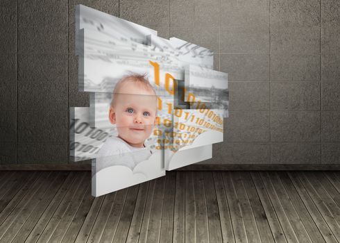 Composite image of genius baby on abstract screen