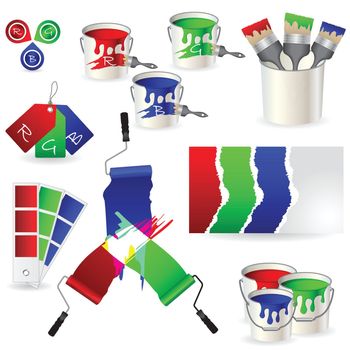 Red Green Blue coloring set of eight icons