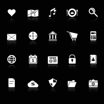 General application icons with reflect on black background