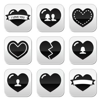 Love,hearts icons set for Valentine's Day