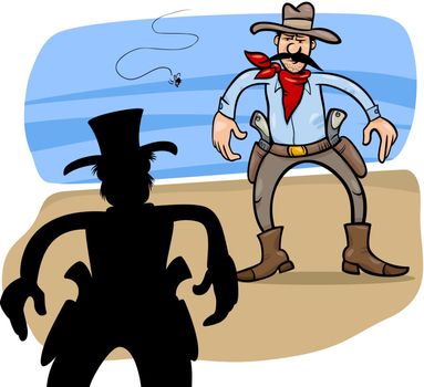 gunmen duel cartoon illustration