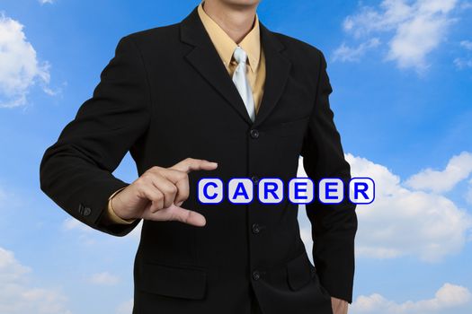 Businessman show word Career