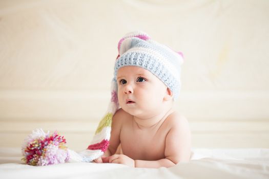 Baby in crochet hat 