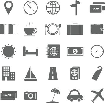 Travel icons on white background