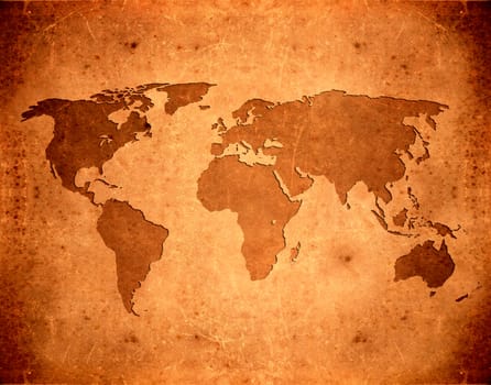 brown skin aged grunge world map