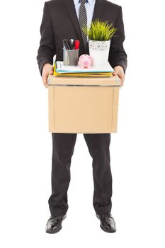  fired businessman carrying a box