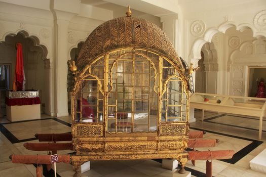 Palanquin on display at Mehrangarh Fort museum, Jodhpur, India