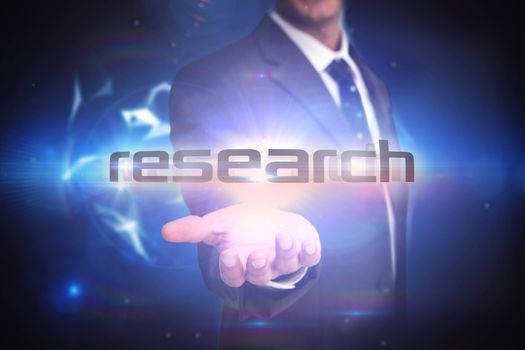Research against glowing technological background