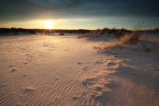 sunset over sand dunes