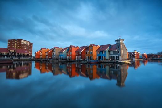 colorful buildings on water in Holland