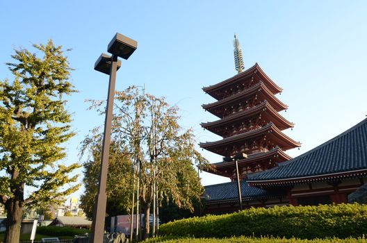 Five-storey pagoda at Sensoji Temple in Tokyo, Japan