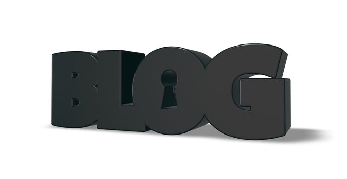 the word blog with keyhole - 3d illustration
