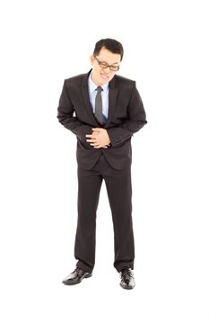 Businessman holding his stomach in pain 