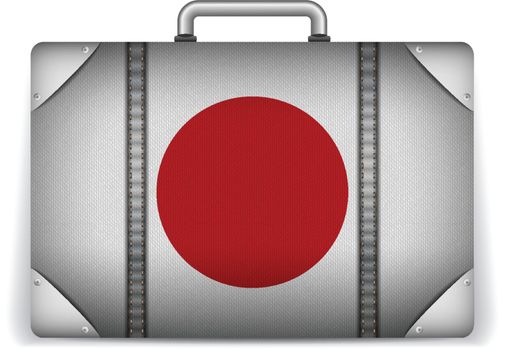 Japan Travel Luggage with Flag for Vacation